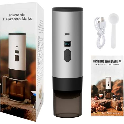 Cafetière portable 3 en 1 (sans support, grise), auto-chauffante, compatible avec les dosettes de café NS, DG et le café moulu (1/5)