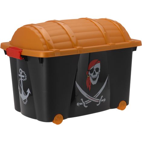 Kinder Rollbox PIRAT mit Deckel - 57 Liter - Aufbewahrungsbox Spielzeugkiste für Jungen