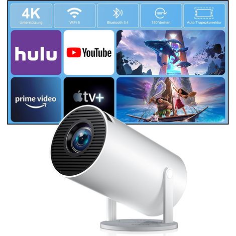 Vidéoprojecteur 4K,Mini Projecteur Compatible 1080p,avec Wi-FI 6 et BT 5.2,Videoprojecteur Autofocus et Correction Trapézoïdale,Projecteur Video pour Android/iPhone/PC/Mac/Switch/PS5,Blanc (1/5)