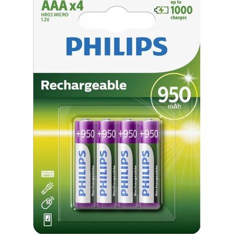 Philips HR03 Pile rechargeable LR3 (AAA) NiMH 900 mAh 1.2 V 4 pc(s) Y131993