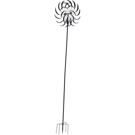 Garten-Windspiel, doppelwandig, aus Metall, mit Erdspieß für Terrasse und Rasen (1/5)