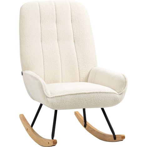 Schaukelstuhl aus Sherpa-Fleece, 63 x 95 x 97 cm, Farbe: Natur und Creme