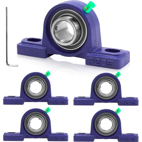Palier Roulement 5Pcs UCP 205, Bride de Roulement de Bloc d'oreiller, Corps de Paliers en Fonte Bille Acier Roulements Est Doté d'un Graisseur, pour Roue de Brouette, Machine à Rouler (1/5)