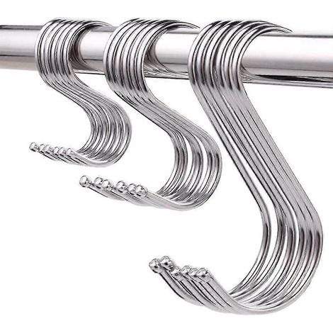 Lot de 18 crochets de cuisine en acier inoxydable, 3 tailles différentes, crochets de suspension, cadeau (1/5)