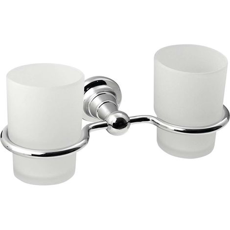 Sapho Diamond - Supporto per 2 bicchieri, cromo/vetro satinato 1317-05