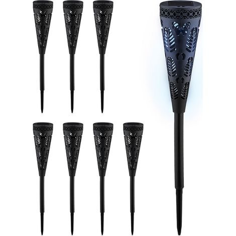 Lote de 2 lámparas solares decorativas en forma de antorcha para jardín 41 x 7 cm de plástico negro 130013662 (1/5)