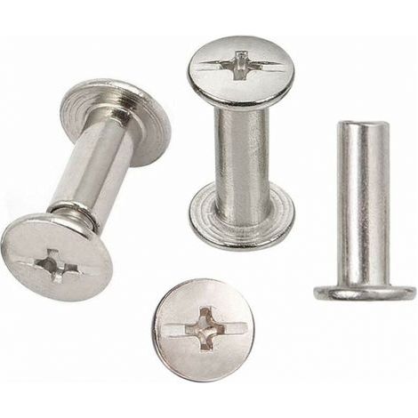30 Sets Chicago Reliure Vis, reliure à vis de reliure nickelée 5 mm x 15 mm, ton argent (1/4)