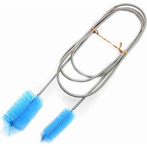 Brosse nettoyage double tubes tuyau aquarium propre outil pour ressort bleu flexible - polyvalent, esthétique naturelle (1/5)