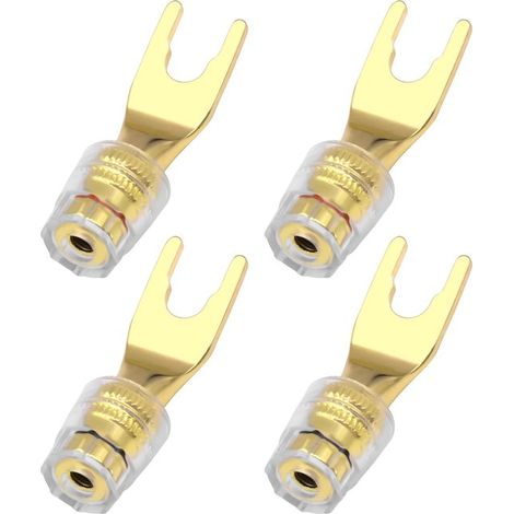 Zwei Paare 4-mm-Y-Verbinder, schwarze und rote Bananenstecker – U-förmige Gabel – weiblicher Y-Verbinder auf weibliche Bananenstecker (1/4)