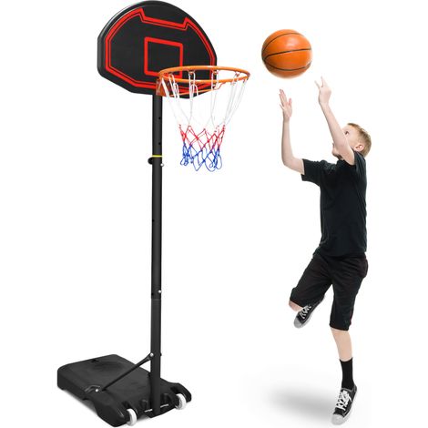 AUFUN Panier de basket avec support réglable en hauteur de 160 à 210 cm, portable, adapté pour une utilisation en intérieur et en extérieur. (1/5)