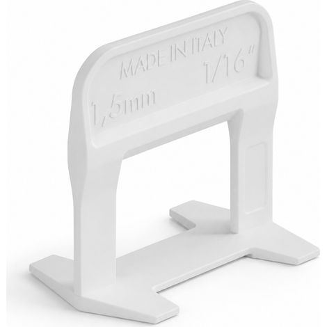 BASE LIVELLANTE CON FERITOIA PER CUNEO 'RLS EVO'  H. mm 12 - fuga 1,5 mm - cf. 250 pz - col.bianco  - RAIMONDI