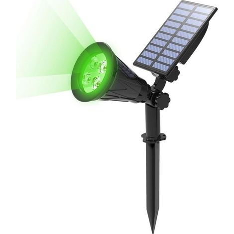Lampe Solaire Extérieur, Solaire Projecteur, Extérieur sans Fil Etanche IP65 Lampe Jardin avec Panneau Solaire 180° Réglable Spot Solaire Extérieur pour Cour, Extérieur, Chemin, Allé. (Vert) (1/5)