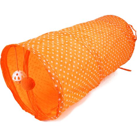Chat Tunnel Jouet Pliable Interactif Safe Dot Pattern Cachette Chaton Tube pour Chiot Orange (1/5)