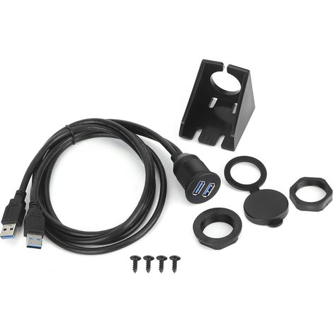1 câble USB 3.0, rallonge étanche de 1 m, double port, montage encastré pour tableau de bord (1/5)