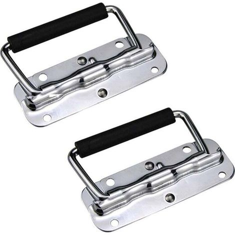 2 Pcs Poignées Pliantes 120mm Poignée de Traction Encastrable en Acier Inoxydable pour Flight Case Boîte à Outils (1/4)