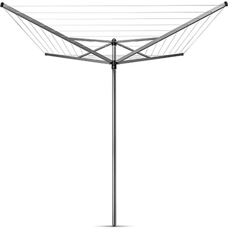 Brabantia - Stendibiancheria Topspinner - 60 Metri di Spazio per Stendere - Corde Resistenti ai raggi UV & Profilo Antiscivolo - Incluso Picchetto in Metallo (45mm) - Metallic Grey - ø 295 cm (1/5)