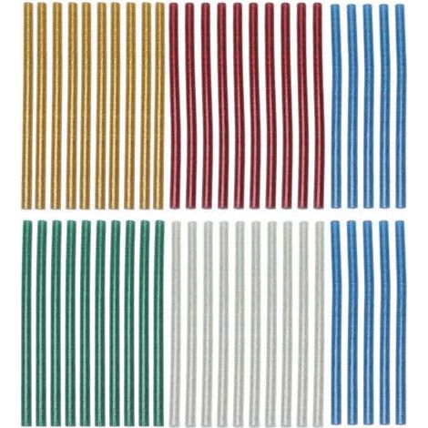 50 bâtons de colle thermofusible en couleur, transparents, faciles à utiliser et à adhérence rapide, 7 x 140 mm (1/5)