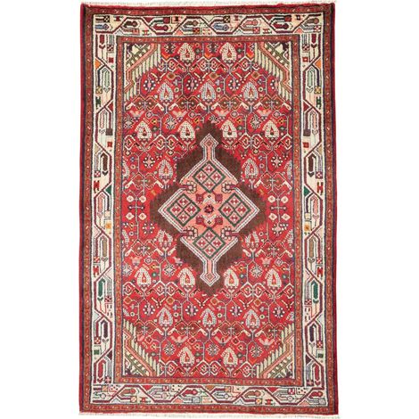 Tapis d'orient 80 x 129 cm, motif oriental, rouge, crème, marron, en laine pure, noué à la main, artisanal authentique (1/5)