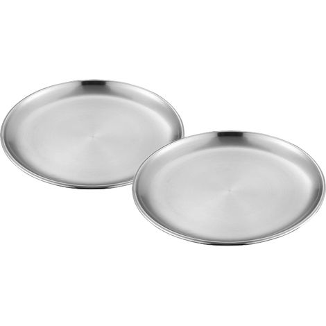 lot de 2 assiettes,acier inoxydable,rondes,17 cm,antirouille,lave-vaisselle,dîner,camping,pique-niques