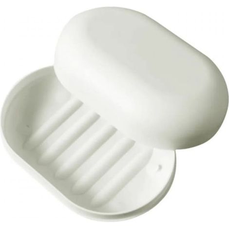 Jabonera, Caja de viaje, Plástico, Con tapa, 11x7 cm, Blanco, Baño (1/5)