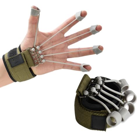 Doigt et main extenseur entraîneur avec bande élastique résistance renforcement extension flexion doigts rééducation musculation (1/5)