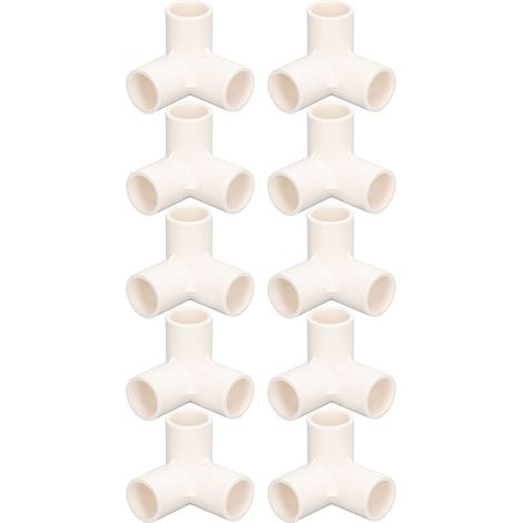 Lot de 10 raccords de tuyauterie en té, coude et connecteur d'angle en PVC, diamètre intérieur 25 mm, blanc (1/5)