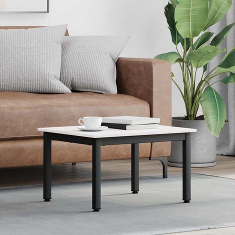 Table basse moderne en pin massif avec pieds en métal blancs 60 x 50 x 36 cm - PANGIVO (1/5)