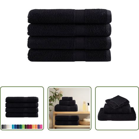 vidaXL Schlaufe - Premium-Handtücher SOLUND 4 Stk. Schwarz 100x200 cm 600 g/m² (1/5)