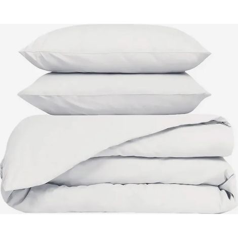 HAOMY - Parure VENEZIA Blanc 240x260 + 2 taies carrees 65x65