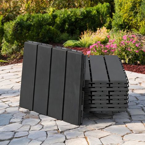 Dalles de terrasse clipsables 30 x 30 cm lot de 9 noir schwarz (1/5)