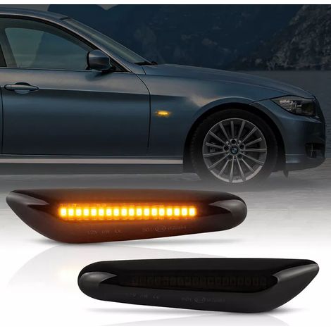 Feu De Clignotant Latéral Led - Pour Bmw E90 E91 E92 - Homologué Ece R6 - Noir Fumé - Lot De 2 (1/5)
