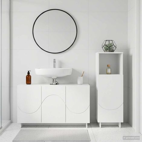 vidaXL Juego de Muebles de Baño 2 uds. Blanco Madera de ingeniería (1/5)