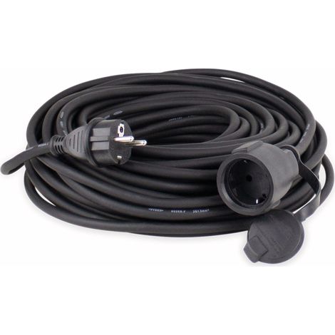 Gummi-Verlängerungsleitung 230V 10m schwarz H07RN-F 3G1,5 IP44