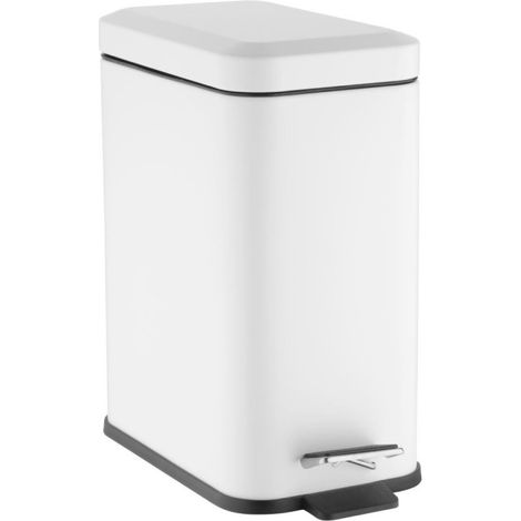 Poubelle de salle de bain slim blanche 5L - 285 x 160 x 315 mm - JANTEX (1/5)