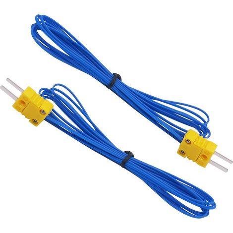 Set aus 2 Thermoelement-Temperaturfühlern vom Typ K mit Mini-Stecker, Messbereich: -50 bis 250 °C, 2 Meter Kabel.