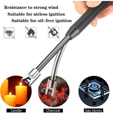 Elektrisches Kerzenfeuerzeug, USB-wiederaufladbares elektrisches Bogenfeuerzeug mit 360° flexiblem, windfestem Schlauch, Schwarz, Business (1/4)