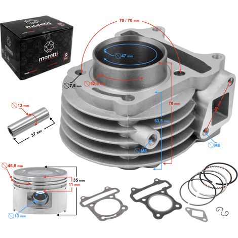 Cilindro para scooter 80cc 139QMB 4T, con salida para sensor de temperatura. (1/5)