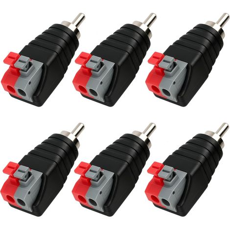 6 Pièces RCA Vers Haut parleur Adaptateur, Fiche RCA Subwoofer Phono et CCTV, RCAS pour Fils d’Enceintes, Connecteurs Mâle vers Bornier à Vis Connecteurs, Audio Vidéo à Ressort pour Subwoofer (1/5)
