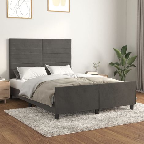 Cadre de lit sans matelas-Structure de lit gris foncé 140x190 cm velours 960684 (1/5)