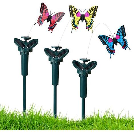 3pcs Ornements de Jardin Solaire Flottant, Papillons Volants décor Solaire extérieur pour Cour, Patio et passerelles, Couleurs aléatoires (1/5)