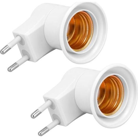 Lot de 2 adaptateurs de douille E27 avec interrupteur - V GEBY - Prise à vis en PVC - Blanc (1/4)