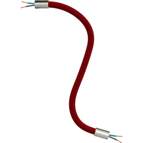 Creative-Cables Set Creative Flex flexibles Verlängerungsrohr (30 cm Länge, Ø 10 mm) – Stoffummantelung RM09 rot und satinierte Titan-Details – Mit Metallendstücken und Zubehör