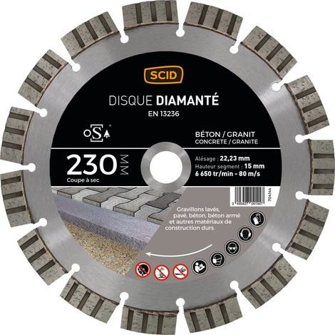 Disque diamanté béton granit professionnel longévité SCID - Diamètre 230 mm (1/3)