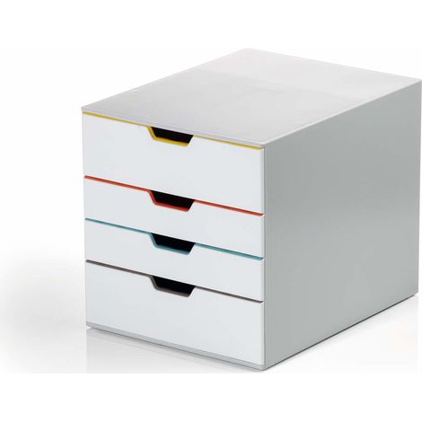 Durable 762427 Cassettiera A4 (Varicolor Mix) 4 scomparti, con etichette per etichettatura, multicolore (1/3)