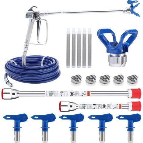 Kit de Pistolet a Peinture Airless,avec Tuyau 15M,Airless Peinture Pistolet Tige De Rallonge,buse pulvérisateur et 60 Mesh Éléments de Filtre (1/5)