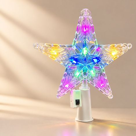 Étoile LED pour sapin de Noël - Lumière colorée et blanc chaud - Décoration festive (1/5)