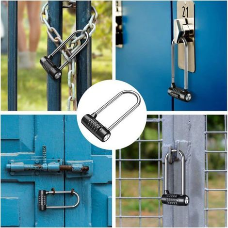 Cadenas sécurité 5 chiffres - 1 pièce, câble long étanche acier inoxydable - Pour gym sport école casier clôture Cuneary (1/5)