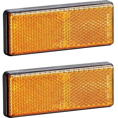 2pièces Catadioptres Remorque Orange Jaune avec E4,Camion Catadioptre Rectangulaire Caravane Réflector,Catadioptres Adhésif pour Poteaude Porte Véhicules(Rectangulaire-Catadioptres-2pièces (1/4)