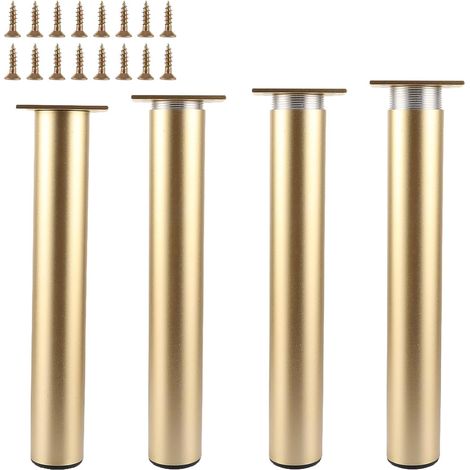 Lot de 4 Pied de Meuble Doré 25 cm - Pied d'Armoire Réglable en Alliage d'Aluminium avec Vis - Support de Meuble Moderne pour Canapé, Buffet, Table de Chevet, Bureau et Lit (1/5)