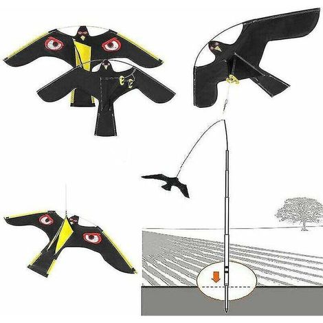 Répulsif oiseaux épouvantail cerf-volant 140 cm – Design réaliste avec yeux réfléchissants – Protection jardin, cour, maison